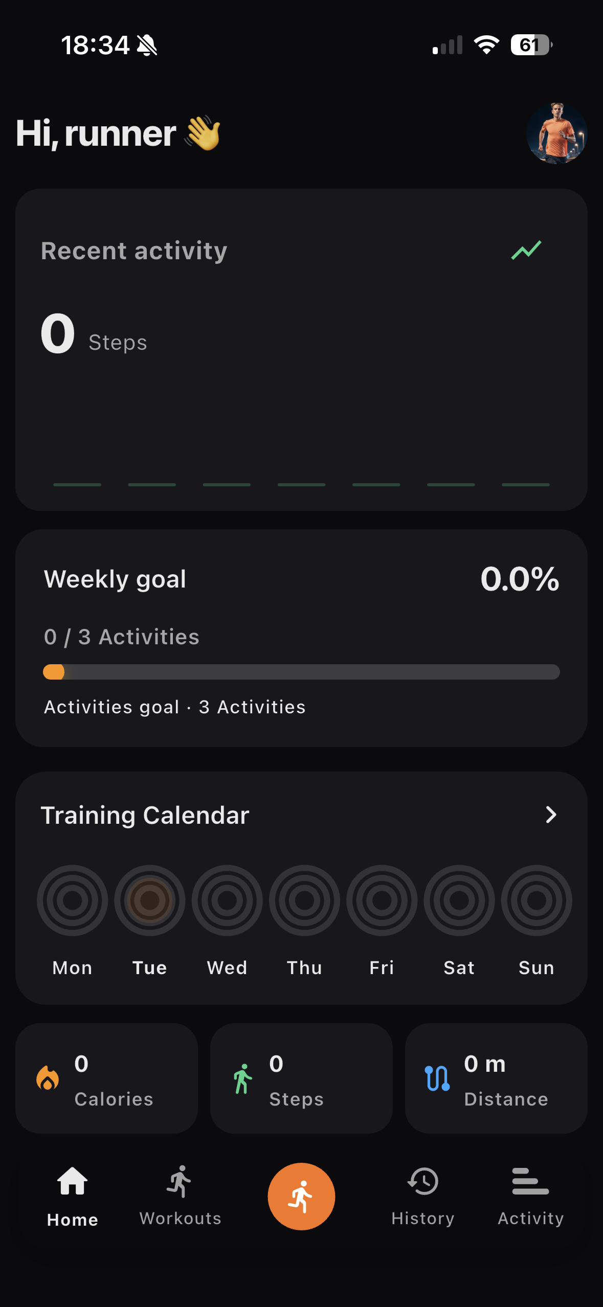 Interval Rush home screen